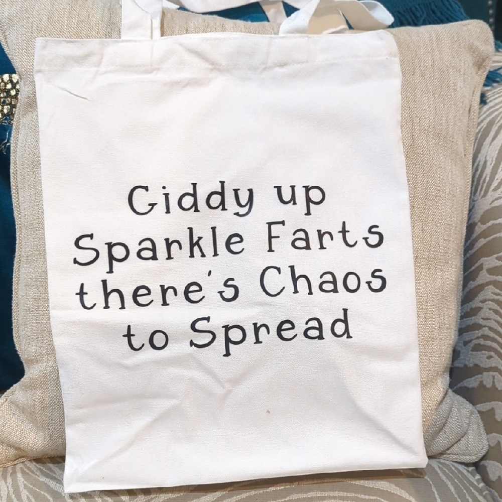White Canvas Tote Bag with Fun Quote
